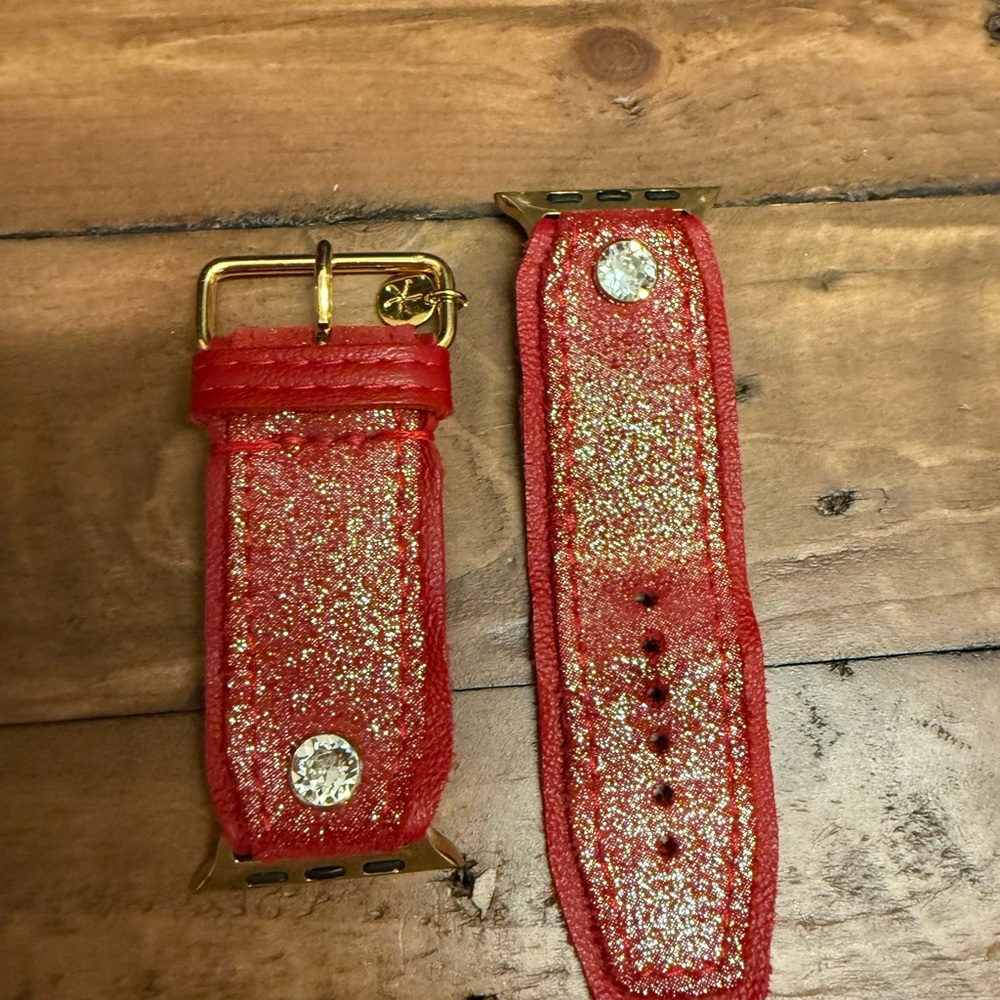 Upcycled Red Akoya watchband made by Spark’l Bands